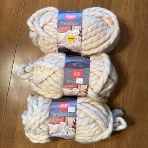 Red Heart Irresistible Yarn-Oatmeal-Jumbo-10oz. Three Full Skeins in Wrappers